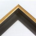 This Satin Metallic Gold floater frame features a 1/2 " curved face width and 1-5/8 " depth. This simple wood frame has a classic and elegant appearance.